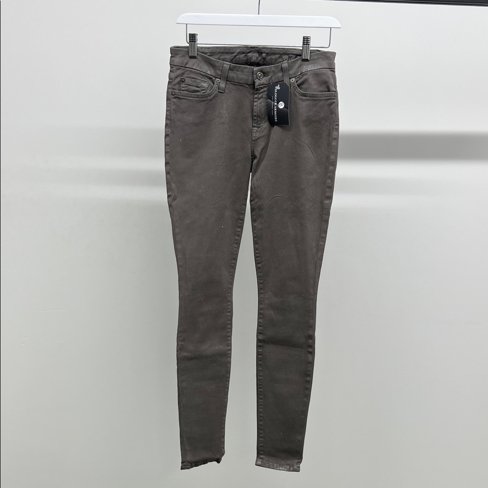 7 For All Mankind Gray Shimmer Skinny Jeans